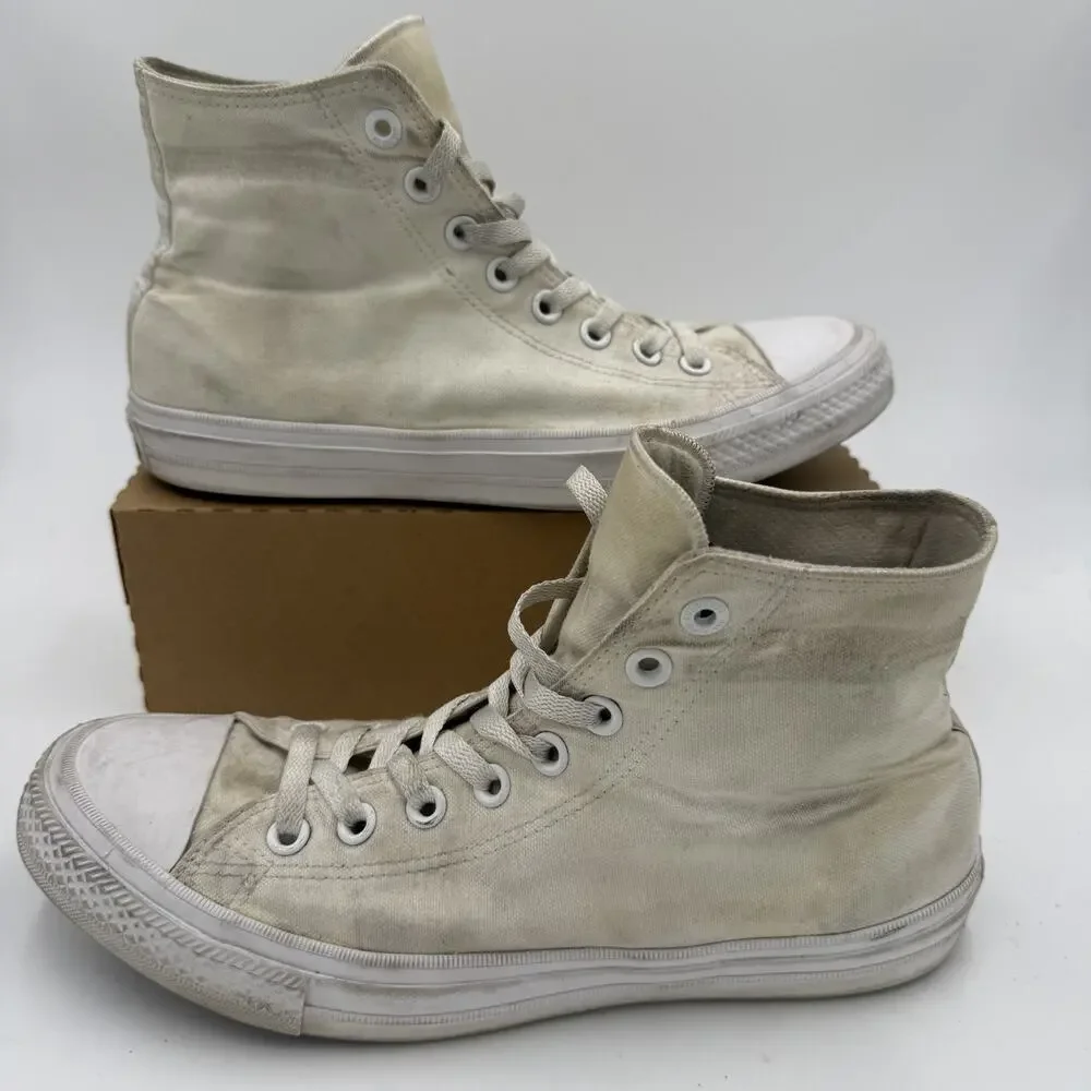 Converse Chuck Taylor Women's Size 10 Beige And White High Top Classic Sneakers